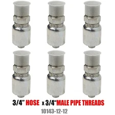10143-12-12 After Market 3/4" Hose, 3/4" Male Pipe HYDRAULIC HOSE FITTINGS 6 PCS