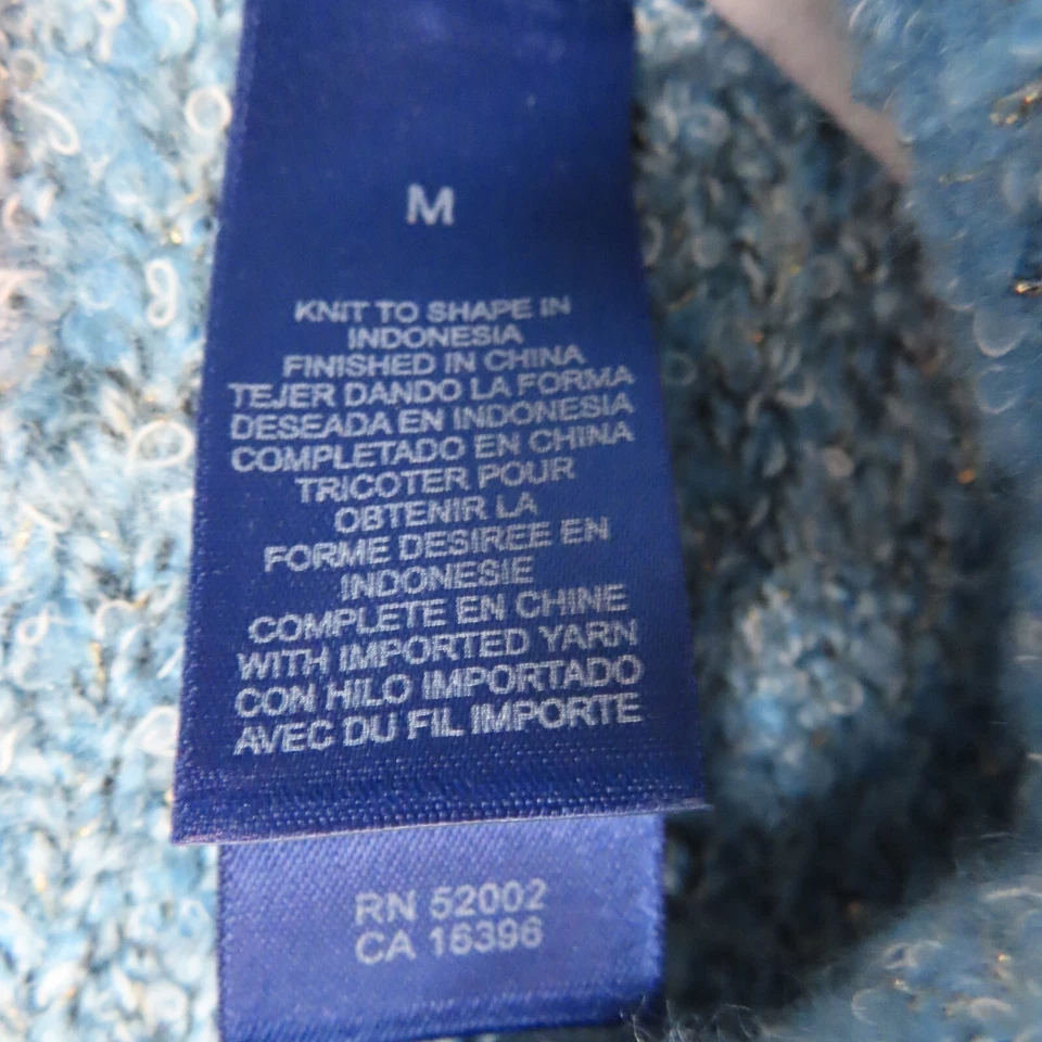 Suéter JH COLLECTIBLES Mujer Medio Azul Boucle Grueso Tejido Cuello Botón Foto 3 de 4