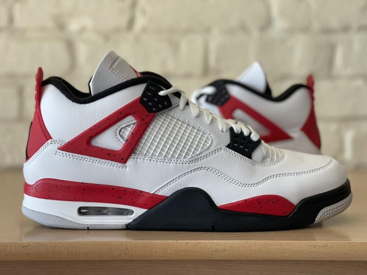 Air Jordan 4 Retro Red Cement White/Fire Red-Black 408452-161 GS