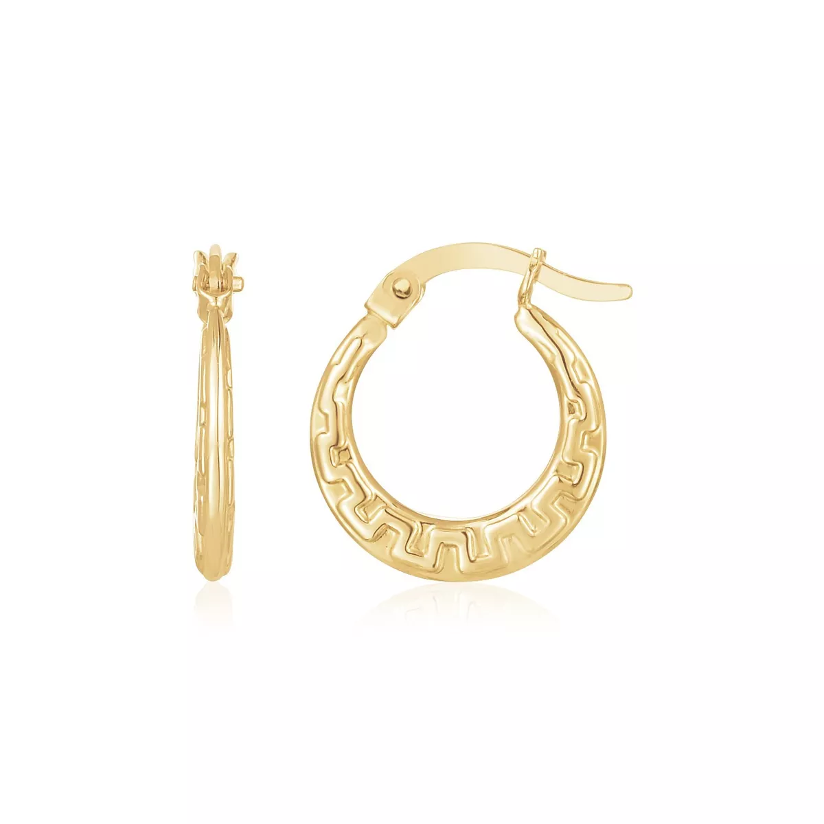 Greek key hoop best sale earrings 14k yellow gold