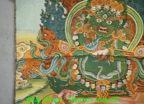 35.6''Tibet Cloth Silk Buddhism Mahakala Wrathful Deity Tangka Thangka Painting - Picture 4 of 8