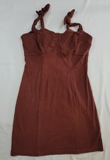 Free People Dress Women Medium Something 'Bout You Terracotta Tie Sleeve Slip M