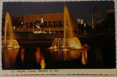 Vintage Souvenir Postkarte USA Los Angeles County Museum of Art Nachtaufnahme