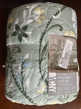 VCNY  Home Province 3-Piece Green Floral Damask Printed Quilt Set