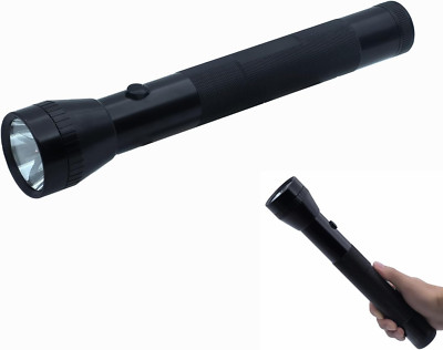 Heavy Duty LED Flashlight 3 D Cell Battery High Lumens for Home Black