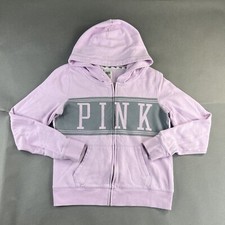 Pink Victoria  s Secret Jacket Medium Purple Women Spellout Full Zip Hooded 25
