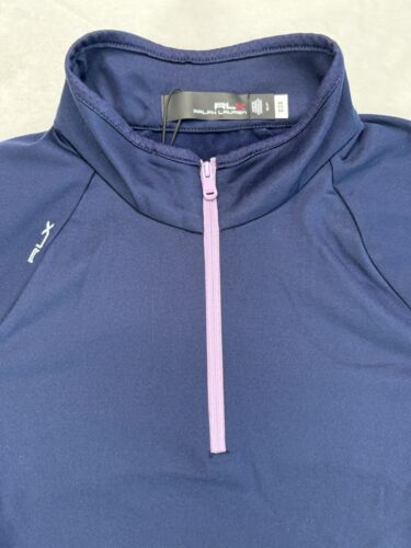 RLX Ralph Lauren Damen Performance 1/4 Reißverschluss Pullover französisch marineblau/leicht Größe L - Bild 3 von 15