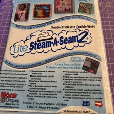 Warm Company Lite Steam-A-Seam 2 Double Stick Fusible Web 9" x 12" Sheets, 5 Pak