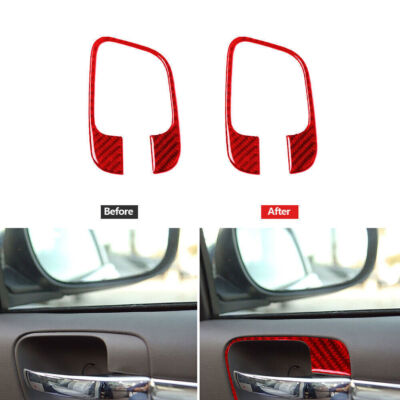 For Chrysler 300 05-07 Vinyl Red Carbon Fiber Front Door Handle Frame Cover Trim