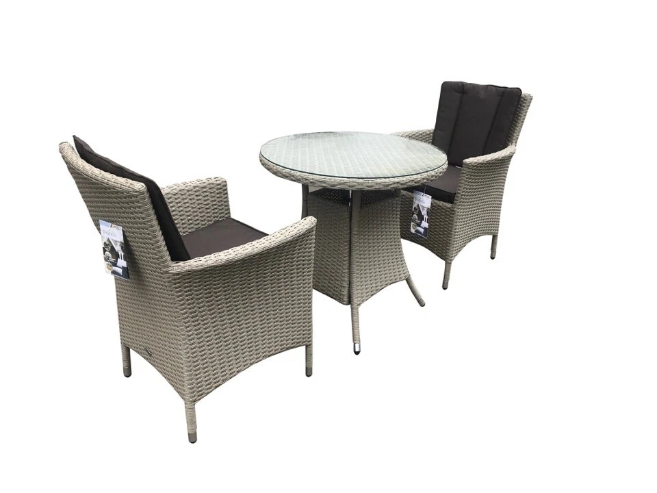 Pagoda Portofino Rattan 2 Seat Chair Table with Cushion Garden Furniture Set