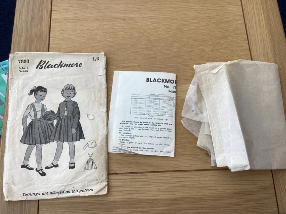 1950s ORIGINAL Blackmore Sewing Pattern 7893 girls dress & jacket 5-6 FREE P&P - Image 3 of 3