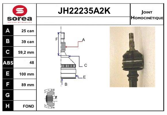 Joint de transmission SNRA JH22235A2K pour réparer le cardan Peugeot 406