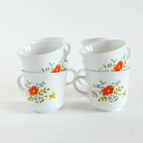 CORELLE BY CORNING TEA CUPS WILDFLOWER set of 8 Vintage