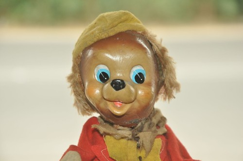 Vintage ALPS Textured Cloth Bunny/ Rabbit Playing Orchestra Litho Tin Toy, Japan - Picture 4 of 13