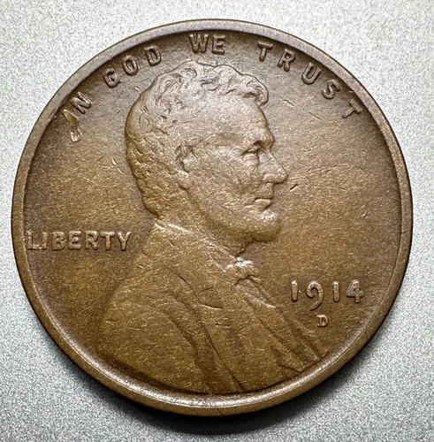 1914-D  LINCOLN CENT   VF   KEY DATE  #1865