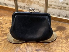 Vintage Coach Kisslock Coin Purse Black Leather Small Change Pouch Wallet 7155