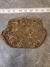 Bronze Walborg Evening Purse Womens Beaded Clutch Handbag Germany 60s