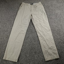 VTG Ralph Lauren Pants Mens 34X34 Beige Chino Trousers Flat Front Career Office