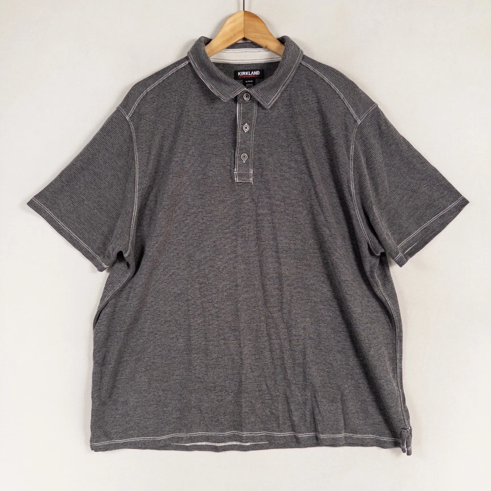 Kirkland Signature Polo Para Hombres XL Lote de 2 Azul Gris Rayas Mezcla Modal Foto 2 de 4