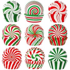 450pcs Christmas Cupcake Liners,Xmas Candy Pattern Baking Cups Red Green White