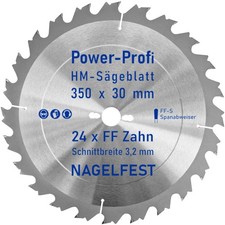 HM-Kreis-S&auml;geblatt 350 x 30 mm 24 Zahn FF nagelfest mit Spanabweiser Bauholzs&auml;ge