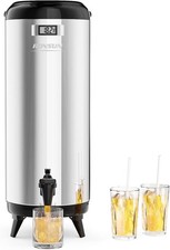 4.8 Gal Insulated Beverage Dispenser, Stainless Steel Hot Cold Drink Dispenser