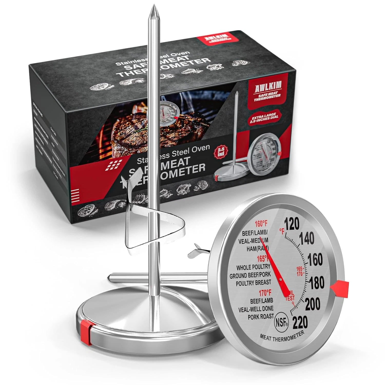 2 Pack Analog Probe Meat Thermometer, NSF Certified, No Battery Needed, 2.5-In E
Opens in a new wind