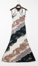Monteau Los Angeles Women Maxi Dress Tie Dye Racerback Tank Stretch Boho Casual