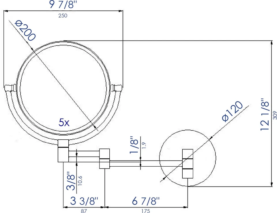ALFI brand ABM8WR 9-7/8" W x 12-1/8" H Contemporary Circular - Chrome - Image 3 of 4