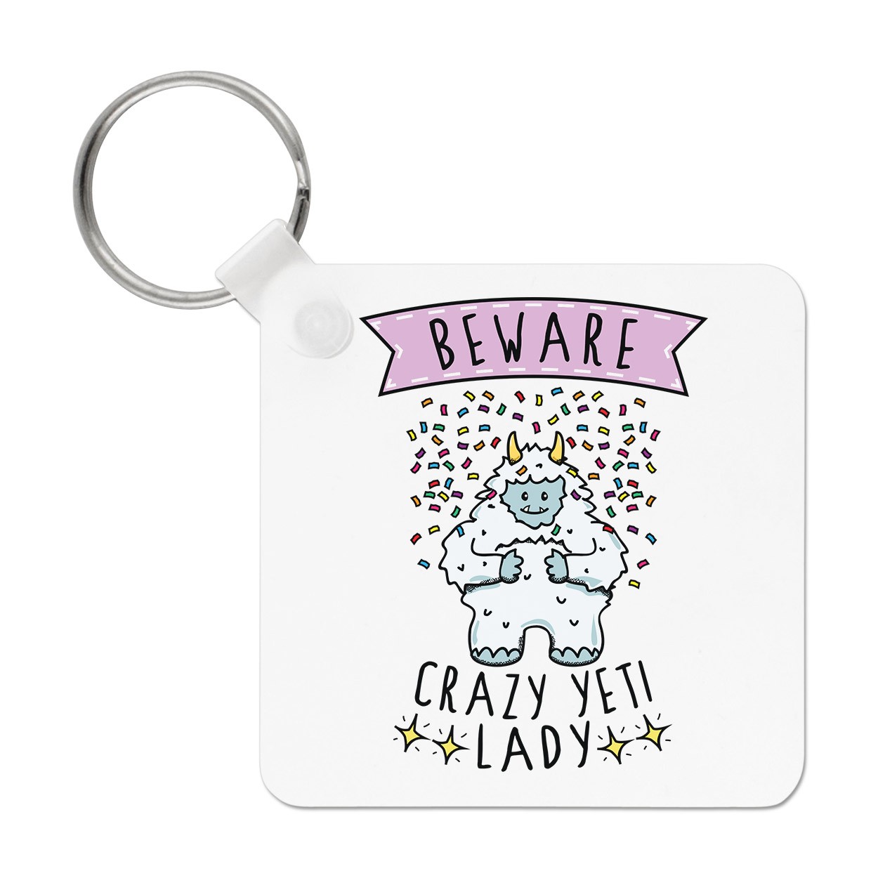 Beware Crazy Yeti Lady Keyring Key Chain - Funny Monster