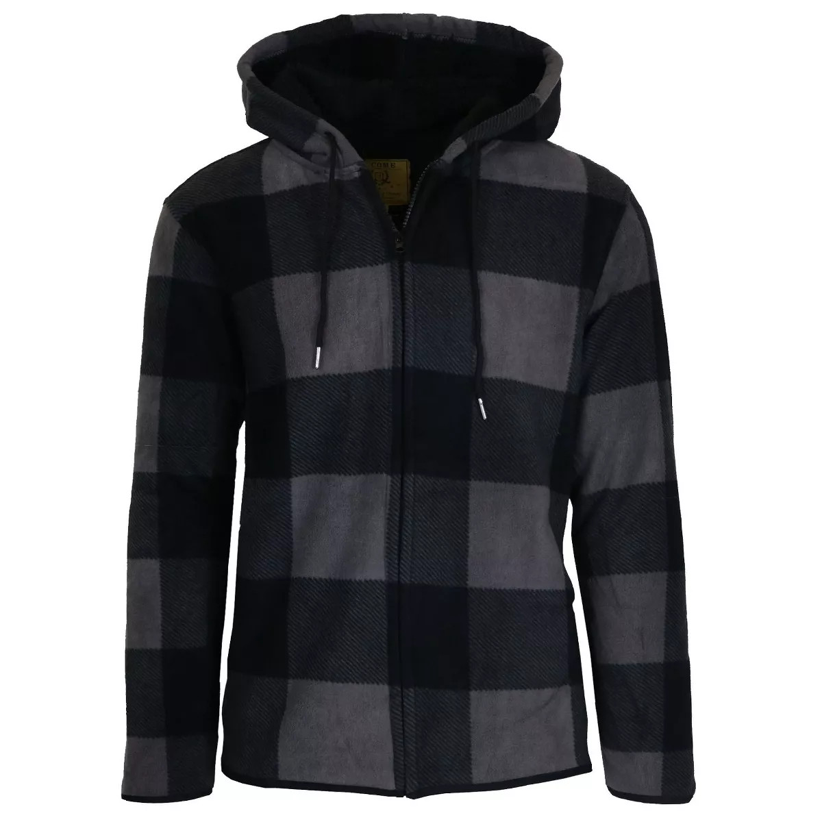 JCOME MENS POLAR FLEECE PLAID HOODIE - SIZE S - DARK GRAY 10490₽