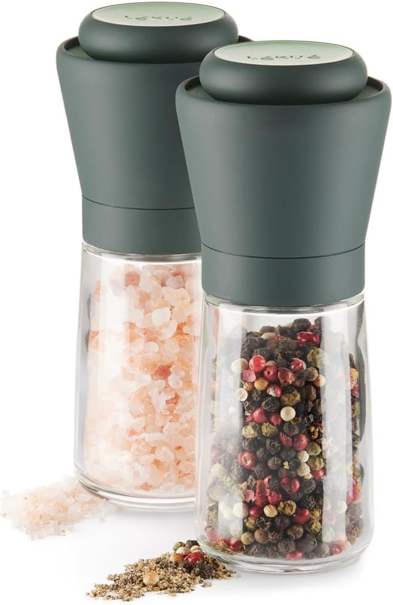 Set Macina Sale e Pepe Design 2 Pezzi - Macinapepe Acciaio e Vetro