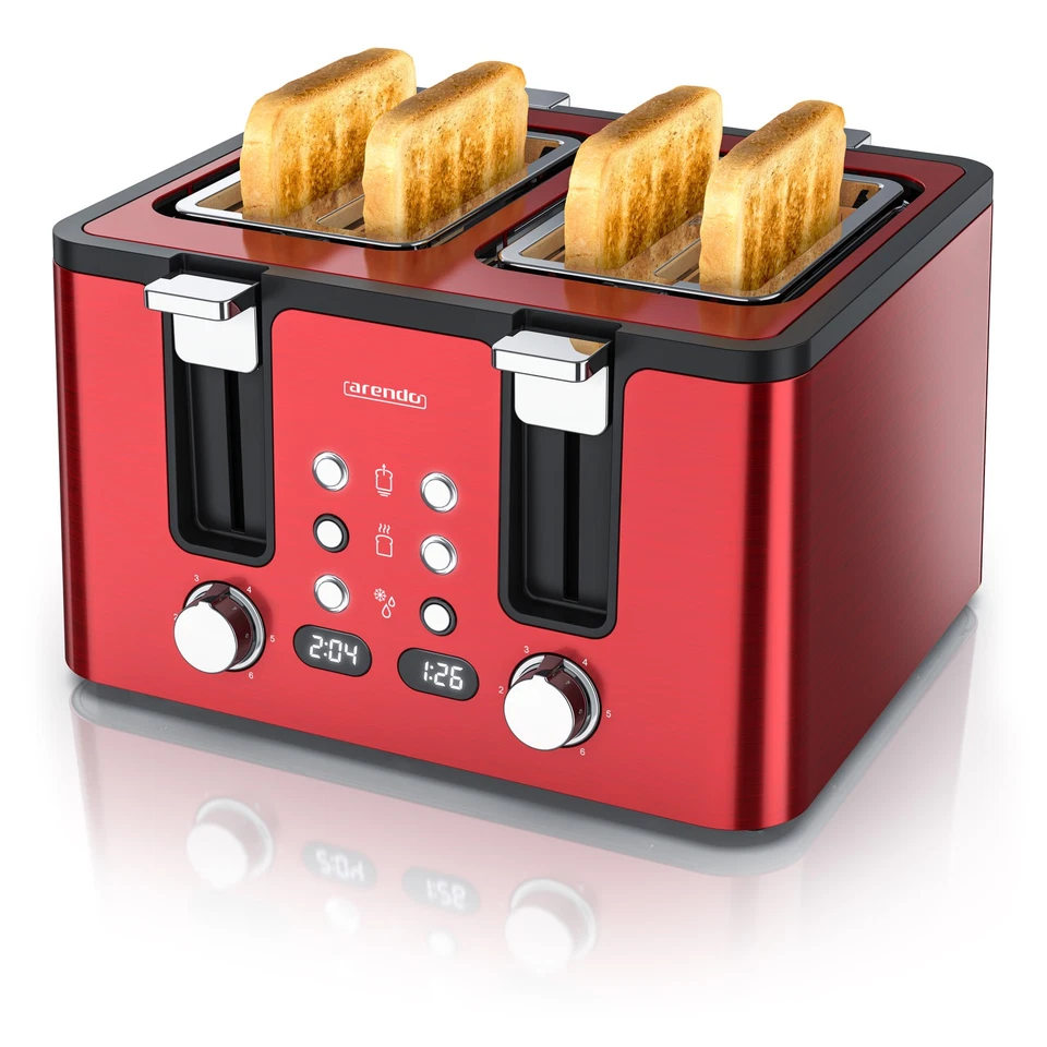 Arendo 4-Scheiben-Toaster 1750W LED-Display rot