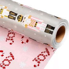 Merture Pink Nutcracker Christmas Wrapping Paper Roll - Mini Roll - 17 In X 32.8