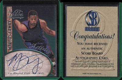 1997 Visions Signings Artistry Autograph Rookie #A3 Marcus Camby Toronto Raptors