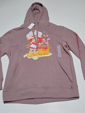 Adult Unisex Strawberry Shortcake Basket Rose Pullover Hoodie Sweater Large NWT