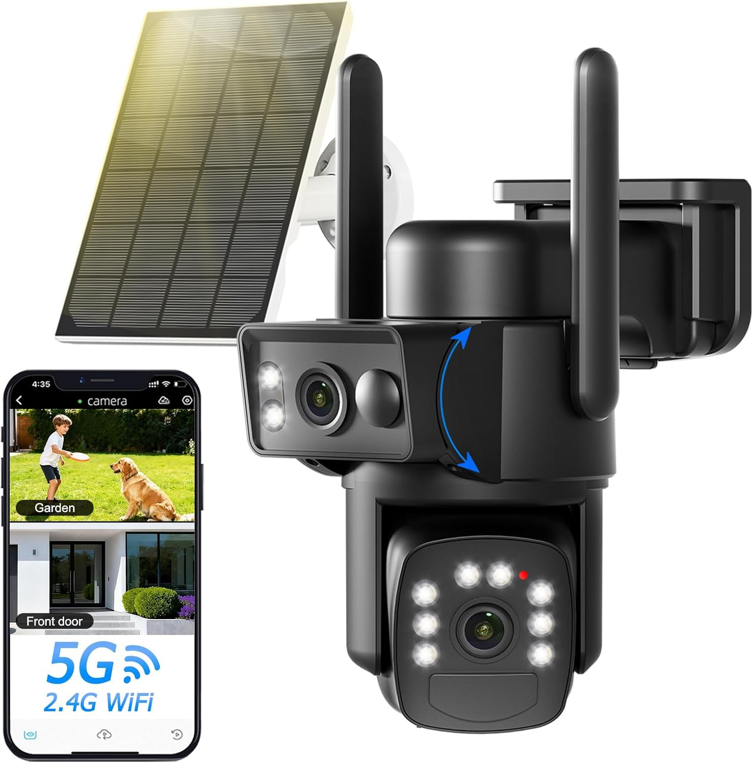 Telecamera WiFi Esterna Solare 8MP - Protezione Casa Doppia Lente