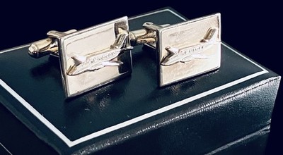 Vintage Cufflinks Signed Hayward Beechcraft Model 99 Silver Colour