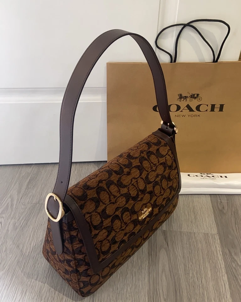 Etta Flap Shoulder Bag in Signature Chenille CCE58 - Image 4 of 4