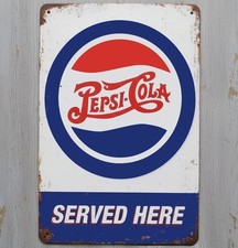 Pepsi Pepsi-Cola Served Here 8 x 12 Vintage Novelty Metal Sign Made In USA New!