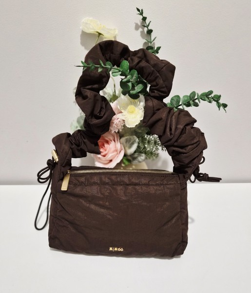 Mimco Chocolate Brown Hailey  Crinkle Strap Cross Body Bag ☆Like New ☆RRP $149