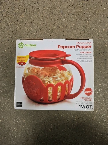 Ecolution Patented Micro-Pop Microwave Popcorn Popper with Temperature Safe New.