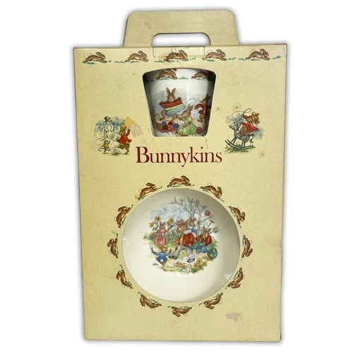 1981 Royal Doulton Bunnykins Childrens Set - Cereal Bowl, Mug & Plate in org Box