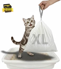 Cat Litter Box Liners 6 Count, 37" X 18" Jumbo Cat Litter Bags with Drawstring, 