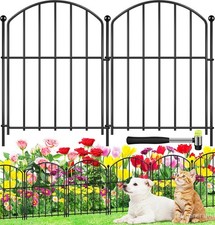 Decorative Garden Fence 17in H x10ft L Arched Rustproof Metal No Dig Fence Dogs