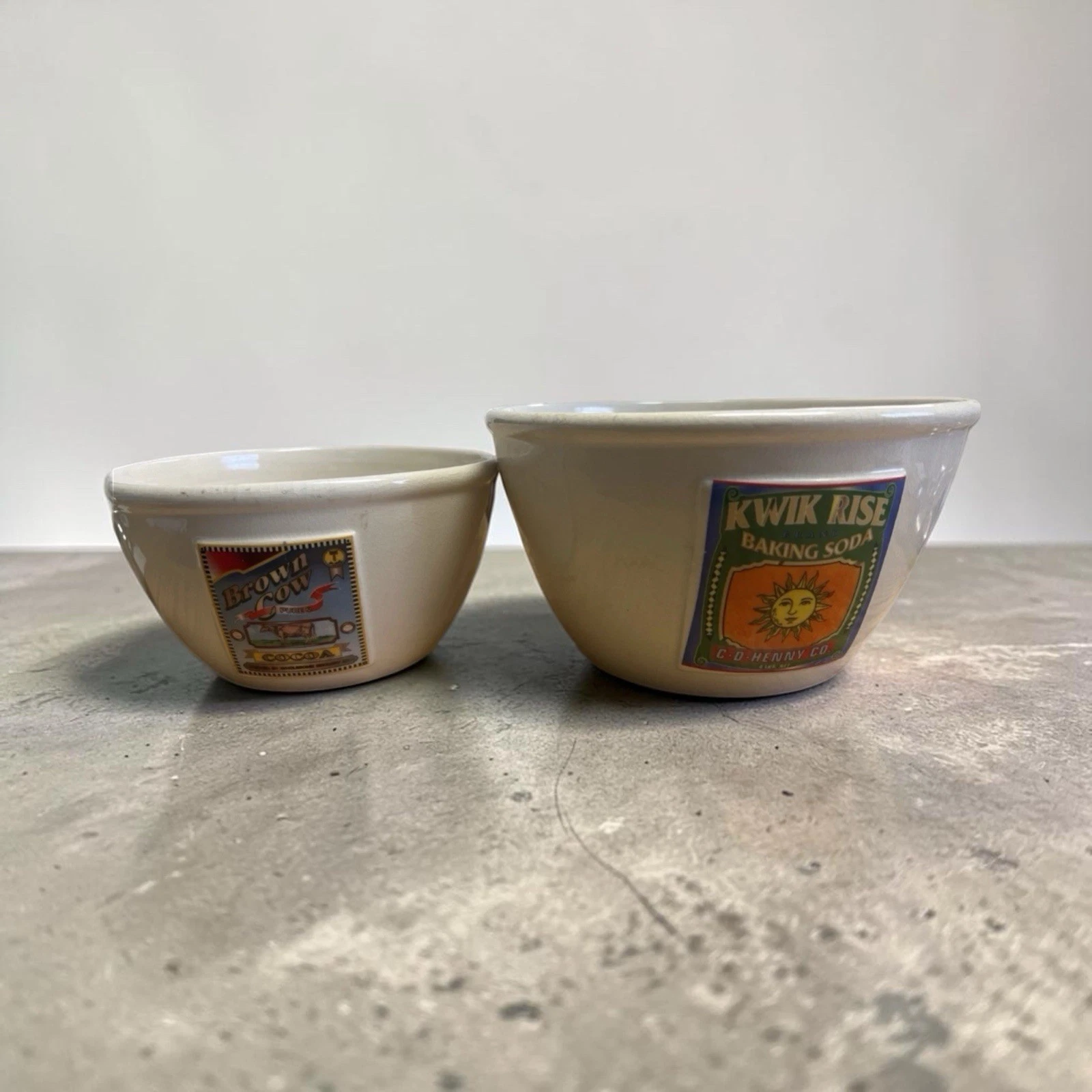 Farmhouse Mixing Bowls Ceramic Nested Kitchen Decor 10” 8.5”