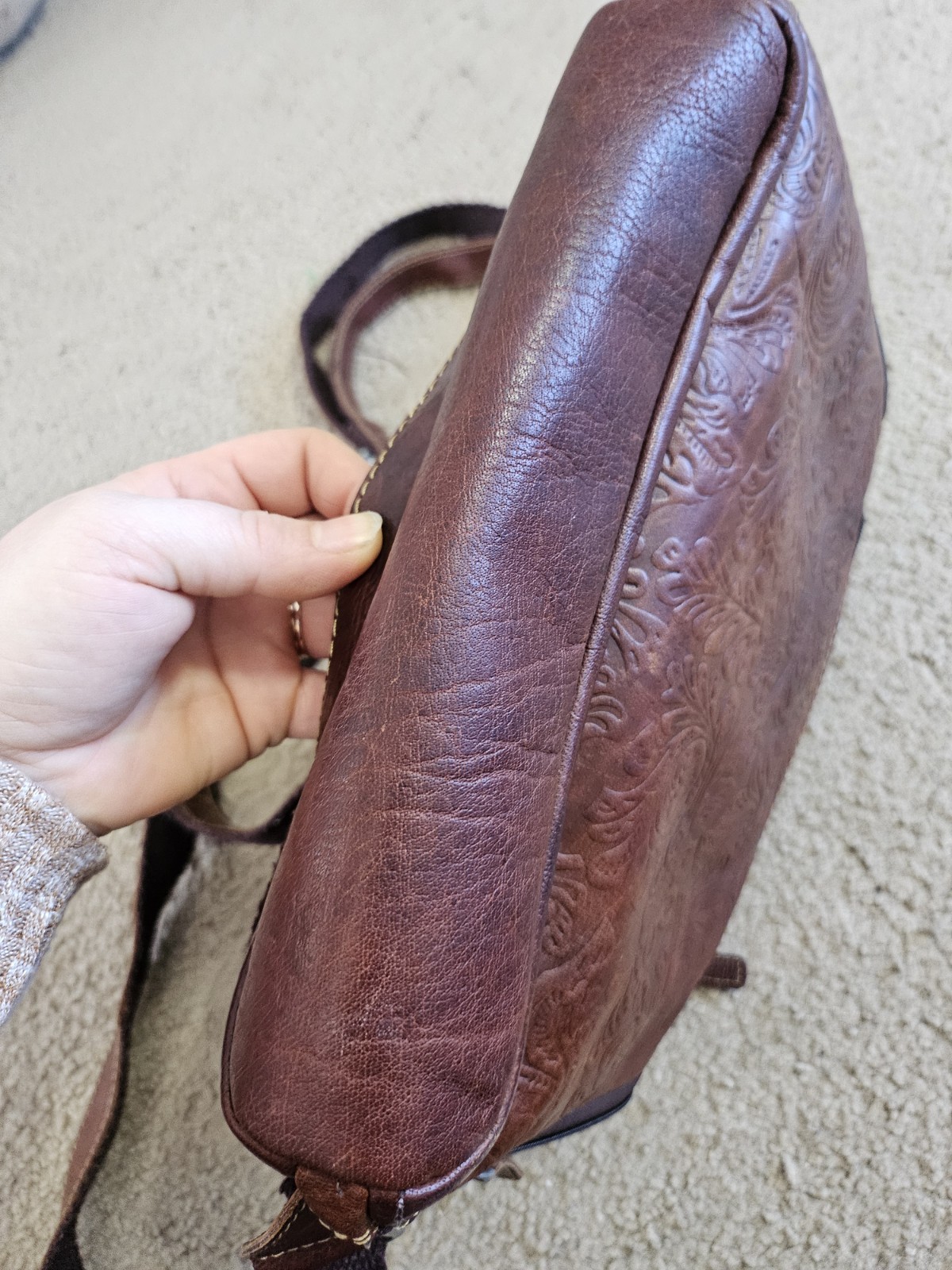 Jack Georges Backpack Embossed Tooled Genuine Lea… - image 7