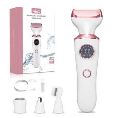 Electric Razor for Women, 4-in-1 Bikini Trimmer & Body Shaver Face, Pink 