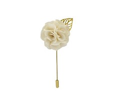 Men's Off-White Bunch Flower With Golden Leaf Lapel Pin/Brooch