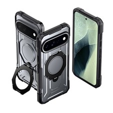 For Pixel 11 Pro XL Case Tempered Glass With MagSafe Kickstand Cover Gun Metal